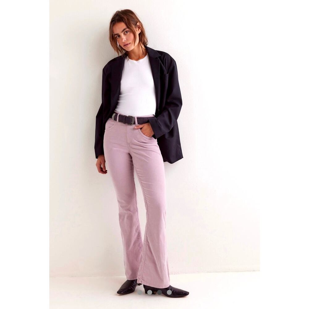 NWT FREE PEOPLE CRVY Karma Cord Flare Jeans WTF $128 XXL Lilac Smoke